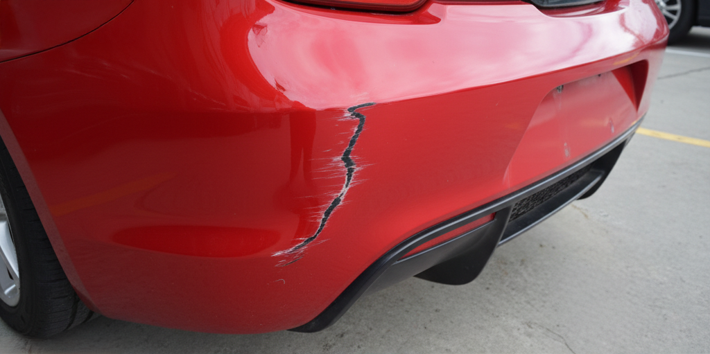 So sah der Stoßstangen Schade vor der Smart Repair Düsseldorf aus.